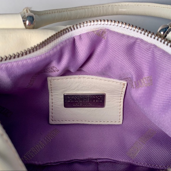 Italian Leather Purse winter white big bow small handbag - Picture 3 of 9